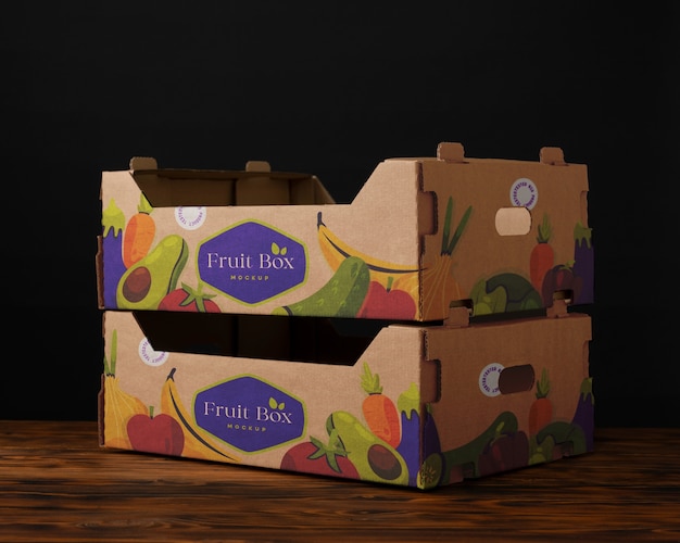 PSD maquette de boîte en carton de légumes