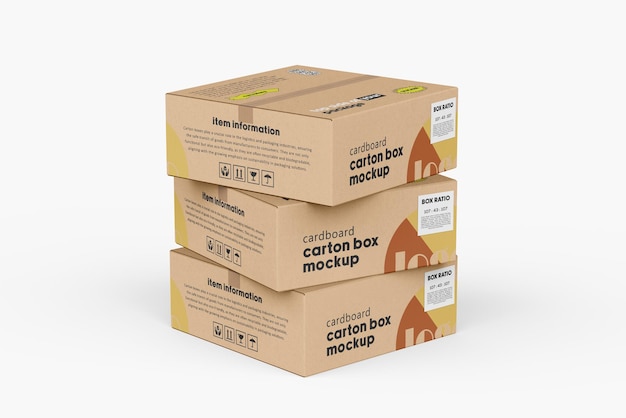PSD maquette de boîte en carton personnalisable modèles d'emballage 3d réalistes