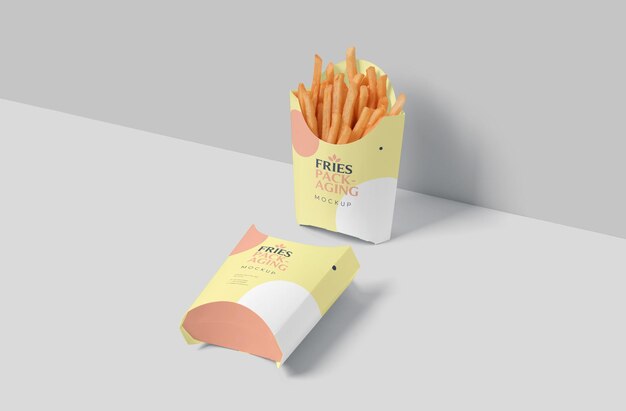 PSD maquette de boîte en carton pour frites verticales