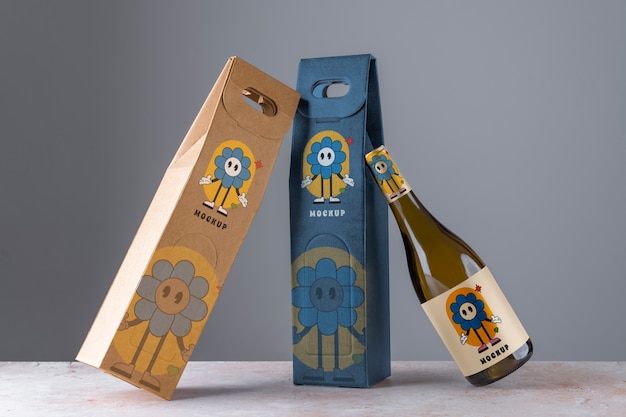 PSD maquette de boîte en carton pour le vin