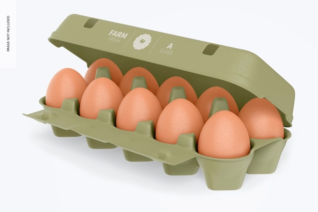 PSD maquette de boîte à œufs, ouverte