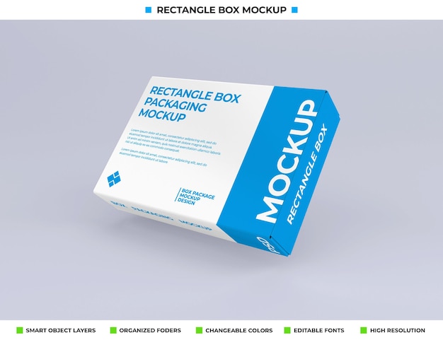 Maquette de boîte rectangulaire pour l'emballage du produit
