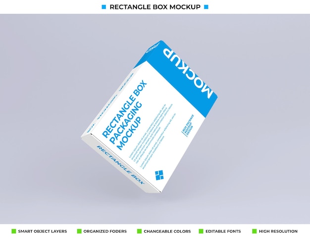 Maquette de boîte rectangulaire pour l'emballage du produit