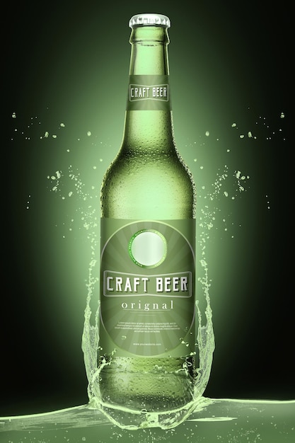 PSD maquette de bouteille de bière verte