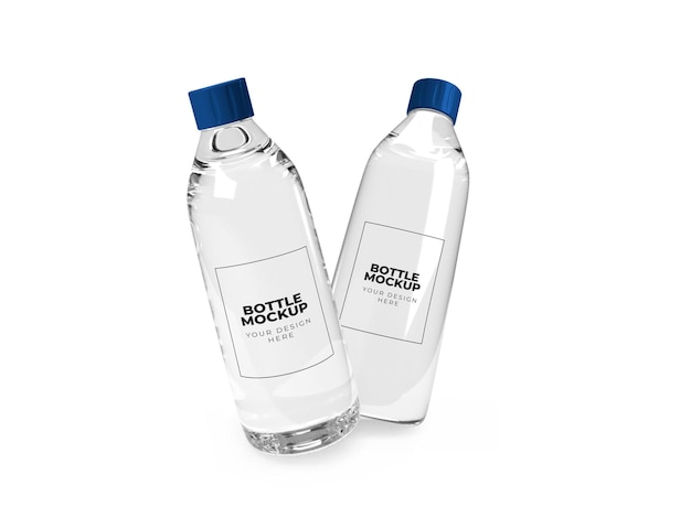Maquette de bouteille d'eau transparente sur fond blanc