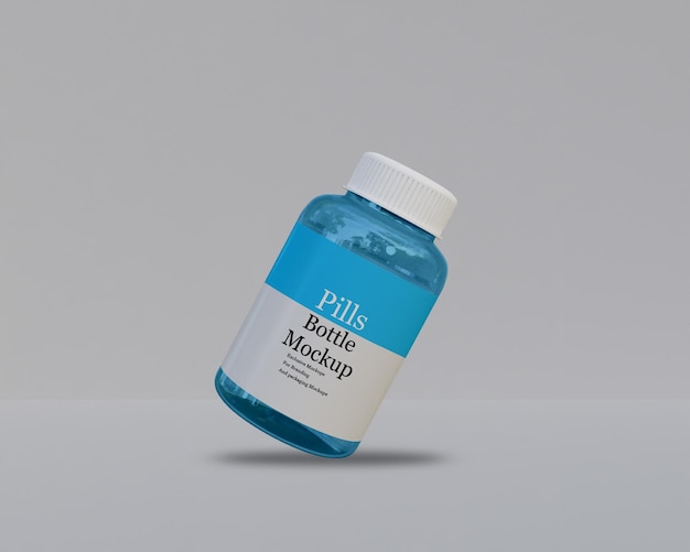 PSD maquette de bouteille de pilules en verre maquette de bocal en verre epmty