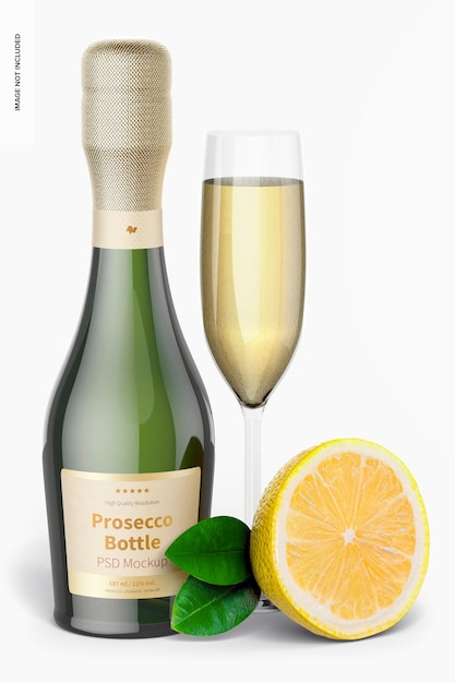 Maquette De Bouteille De Prosecco De 187 Ml, Vue De Face