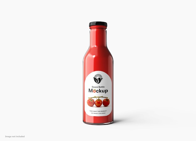 Maquette de bouteille de sauce avec taille d'étiquette personnalisée