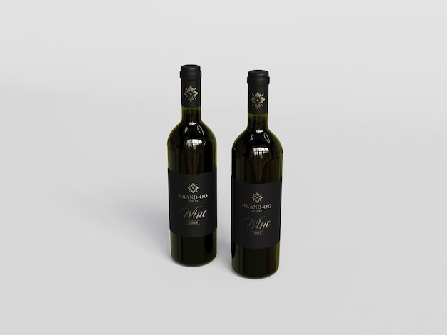 Maquette de bouteille de vin noir rendu 3d