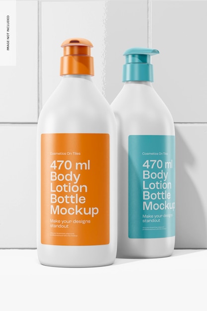Maquette de bouteilles de lotion pour le corps de 470 ml, vue de face