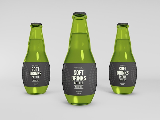Maquette de bouteilles en verre pour boissons gazeuses