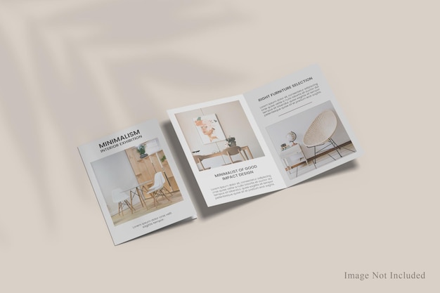 Maquette de brochure pliante A4 / A5 avec superposition d'ombres