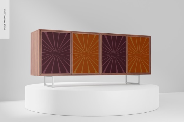 Maquette de buffet de rangement rétro, sur podium