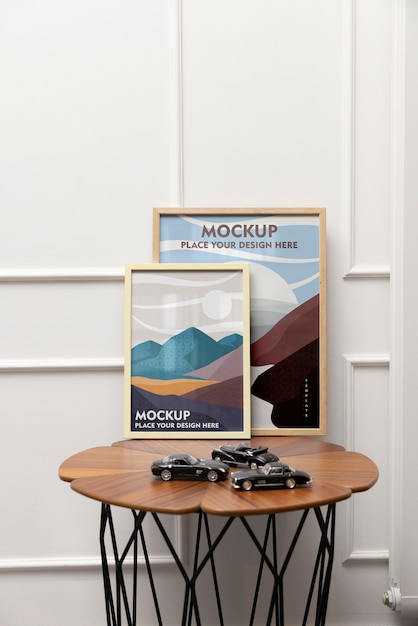 Maquette de cadre d'affiche avec décoration intérieure