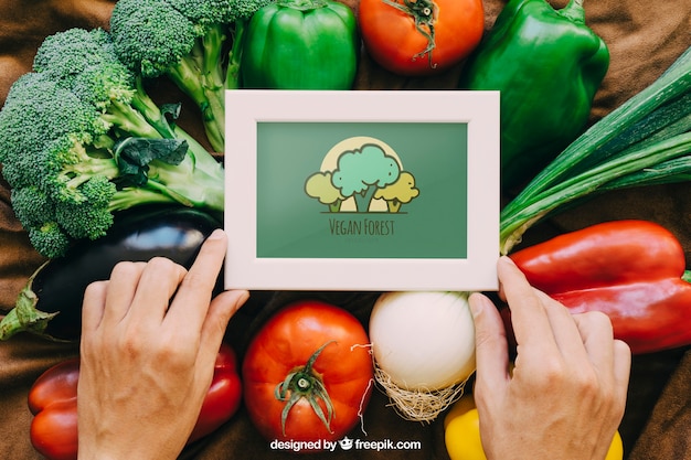 Maquette De Cadre Avec Des Dessins De Légumes