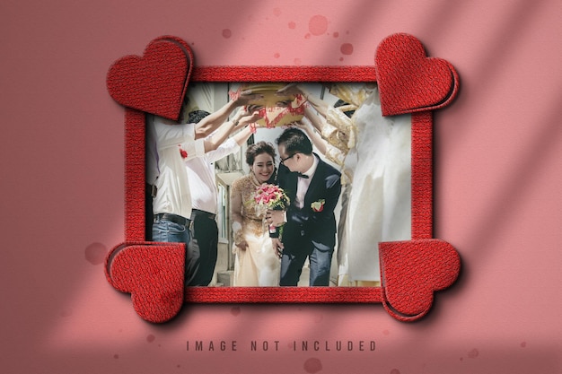 PSD maquette de cadre photo en papier de mariage