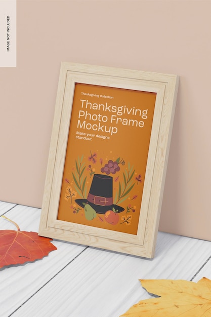Maquette de cadre photo de Thanksgiving, perspective