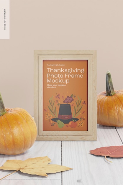 Maquette de cadre photo de Thanksgiving, vue de face