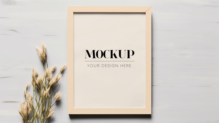 maquette de cadre psd Une image encadrée d'une fleur et les mots font votre conception ici