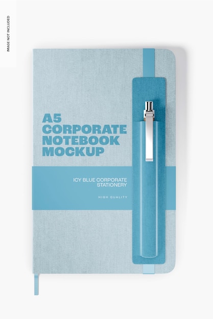 Maquette de cahier d'entreprise A5, vue de dessus