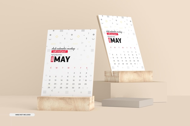 Maquette de calendrier de bureau en bois