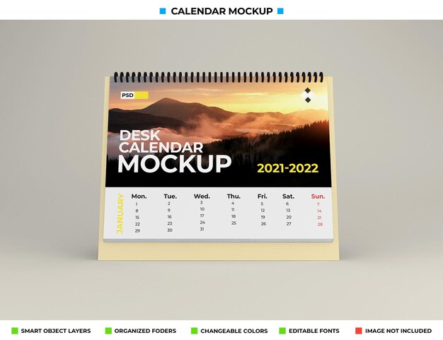 Maquette de calendrier de bureau isolée