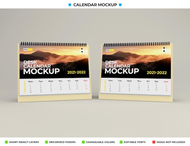 Maquette de calendrier de bureau isolée
