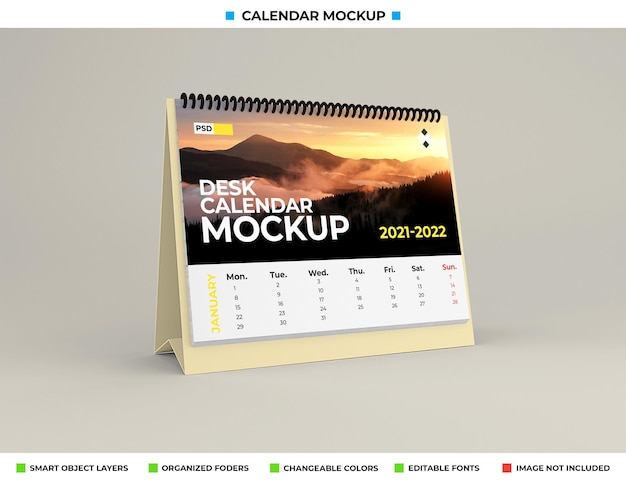 Maquette de calendrier de bureau isolée