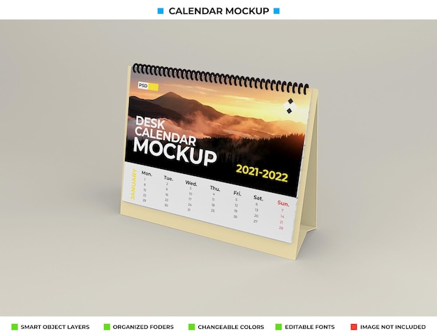 Maquette de calendrier de bureau isolée