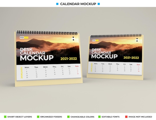 Maquette de calendrier de bureau isolée