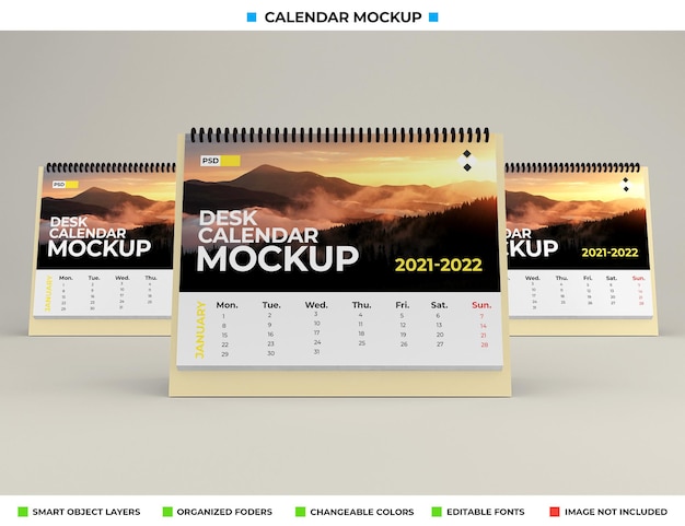 Maquette de calendrier de bureau isolée