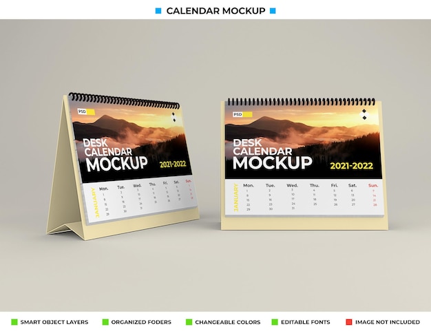 Maquette de calendrier de bureau isolée