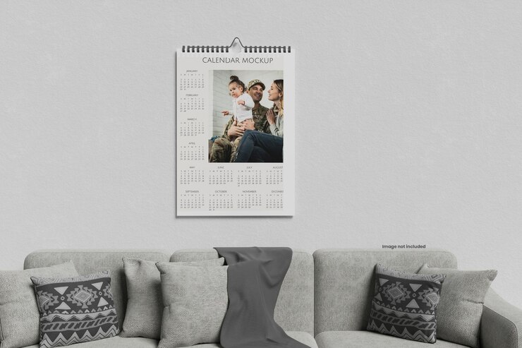 PSD maquette de calendrier mural minimaliste