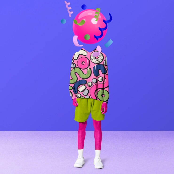 PSD une maquette de capuche au motif rose rétro.