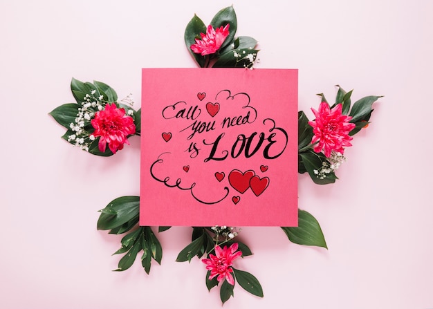 Maquette De Carte Avec Le Concept Floral Saint Valentin