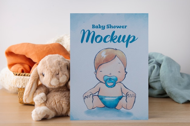 PSD maquette de carte de douche de bébé garçon