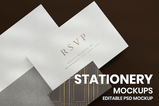 Maquette De Carte D'invitation Chic Psd Avec Enveloppe Noire