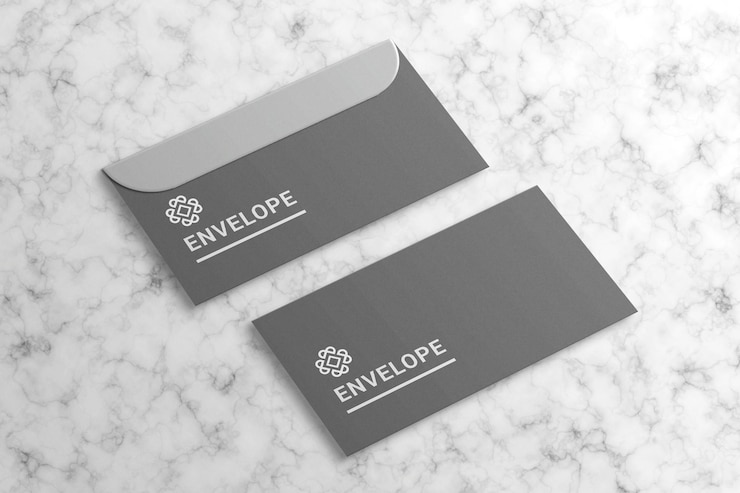 PSD maquette de carte d'invitation de signature de courrier électronique d'enveloppe