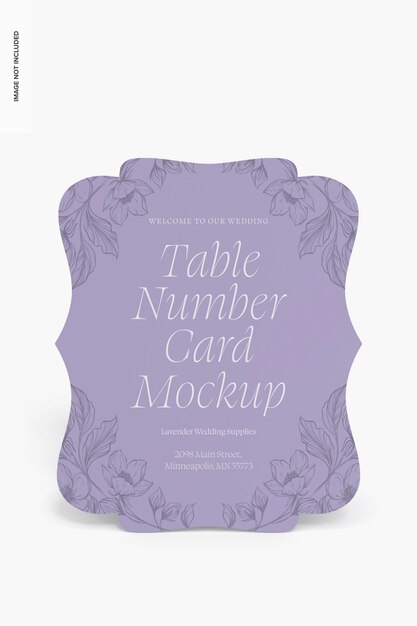 Maquette de carte de numéro de table, vue de face