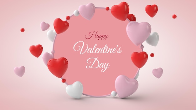 Maquette de carte postale de la Saint-Valentin avec présent en illustration 3d