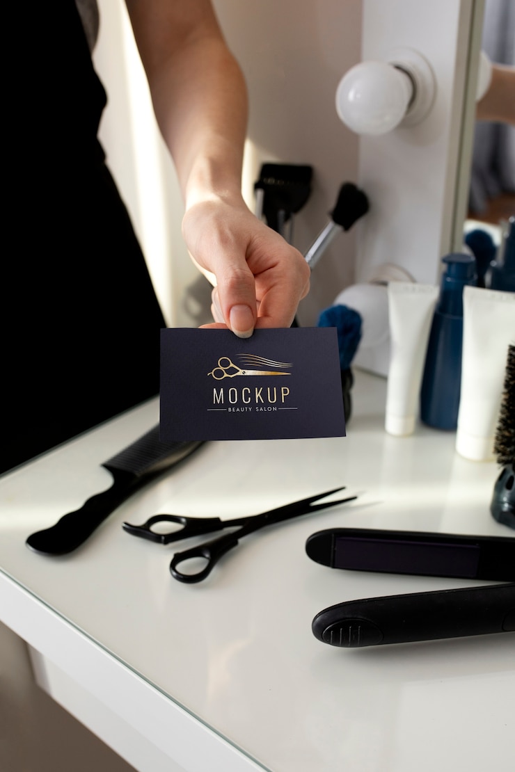 PSD maquette de carte de visite de coiffeur