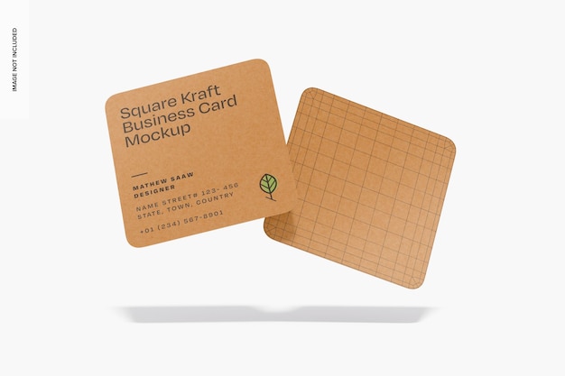 Une Maquette De Carte De Visite Kraft Square Qui Tombe