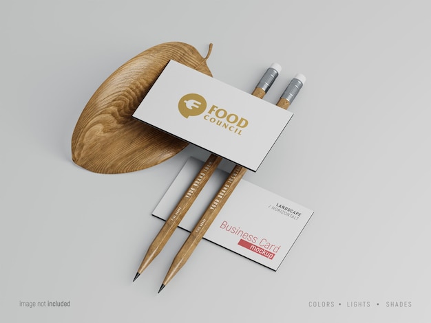 Maquette de carte de visite minimale avec des crayons