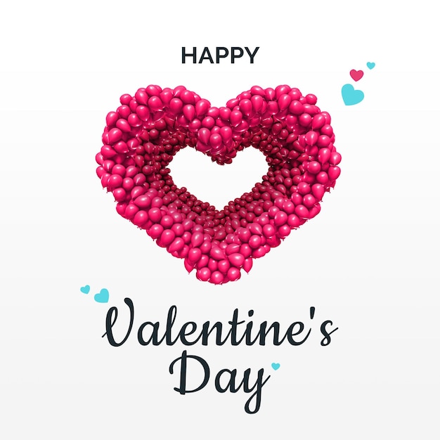 Maquette de carte de voeux de bonne Saint-Valentin. Coeur composé de bulles.