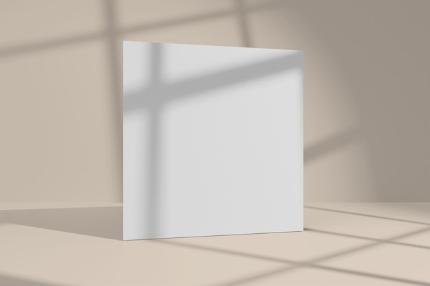 Maquette d'une carte de voeux carrée avec superposition d'ombre de fenêtre