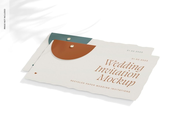 PSD maquette de cartes de mariage horizontales deckle edge