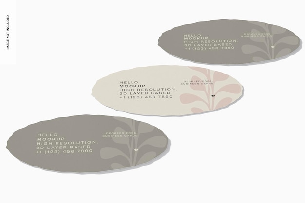 Maquette De Cartes De Visite Ovale Deckled Edge, Perspective