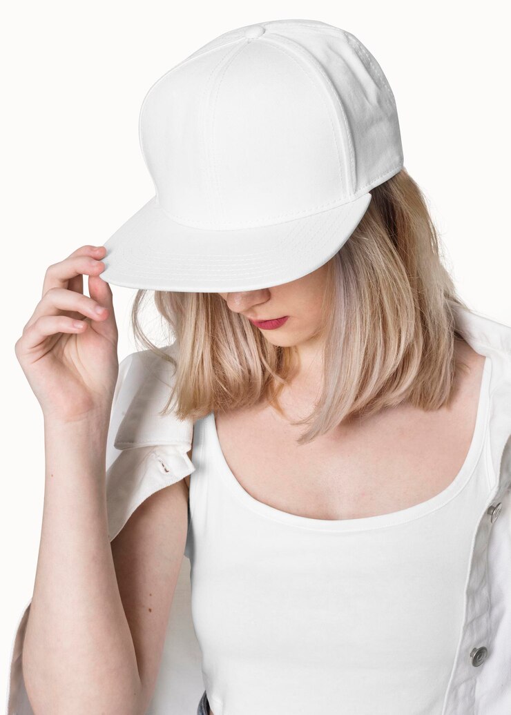 PSD une maquette de casquette blanche pour le shooting de streetwear.