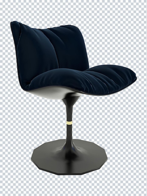 PSD maquette de chaise de bar bleu marine de luxe. vue de face. transparent.