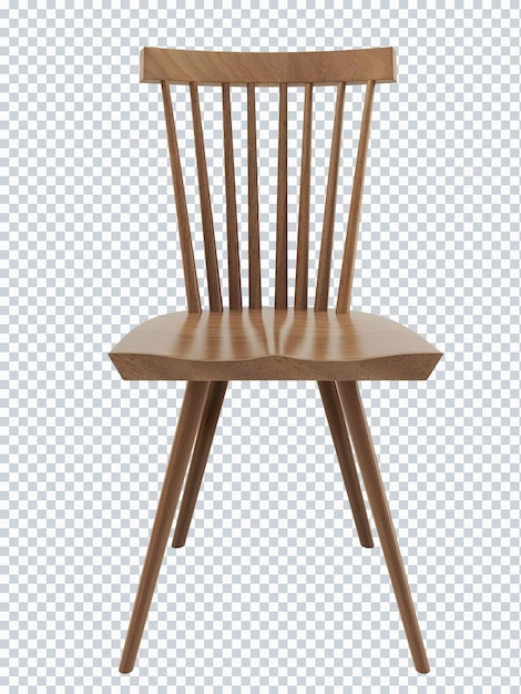 Maquette de chaise de salle à manger en bois classique. Vue de face. Transparent